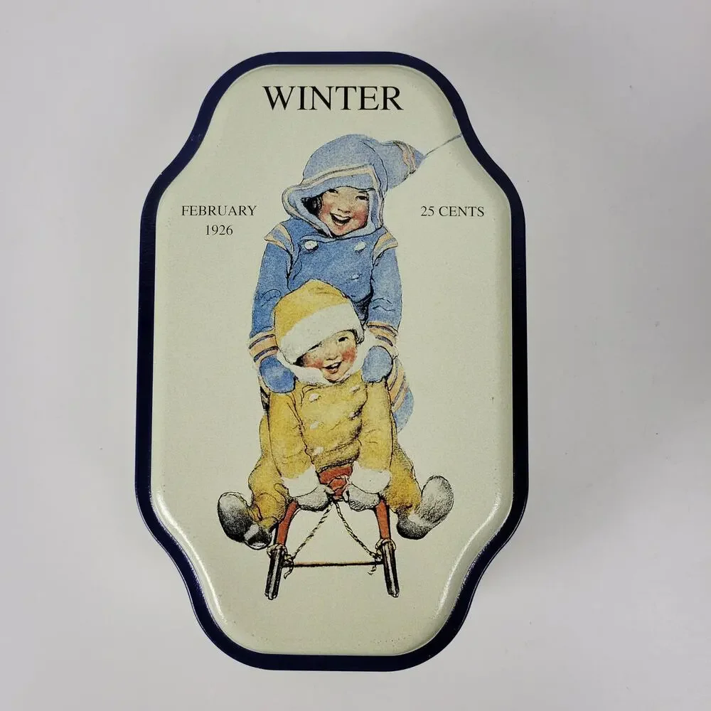 Vintage Good Housekeeping 4 Seasons Metal Tins Spring Summer Autumn Winter 4 pcs